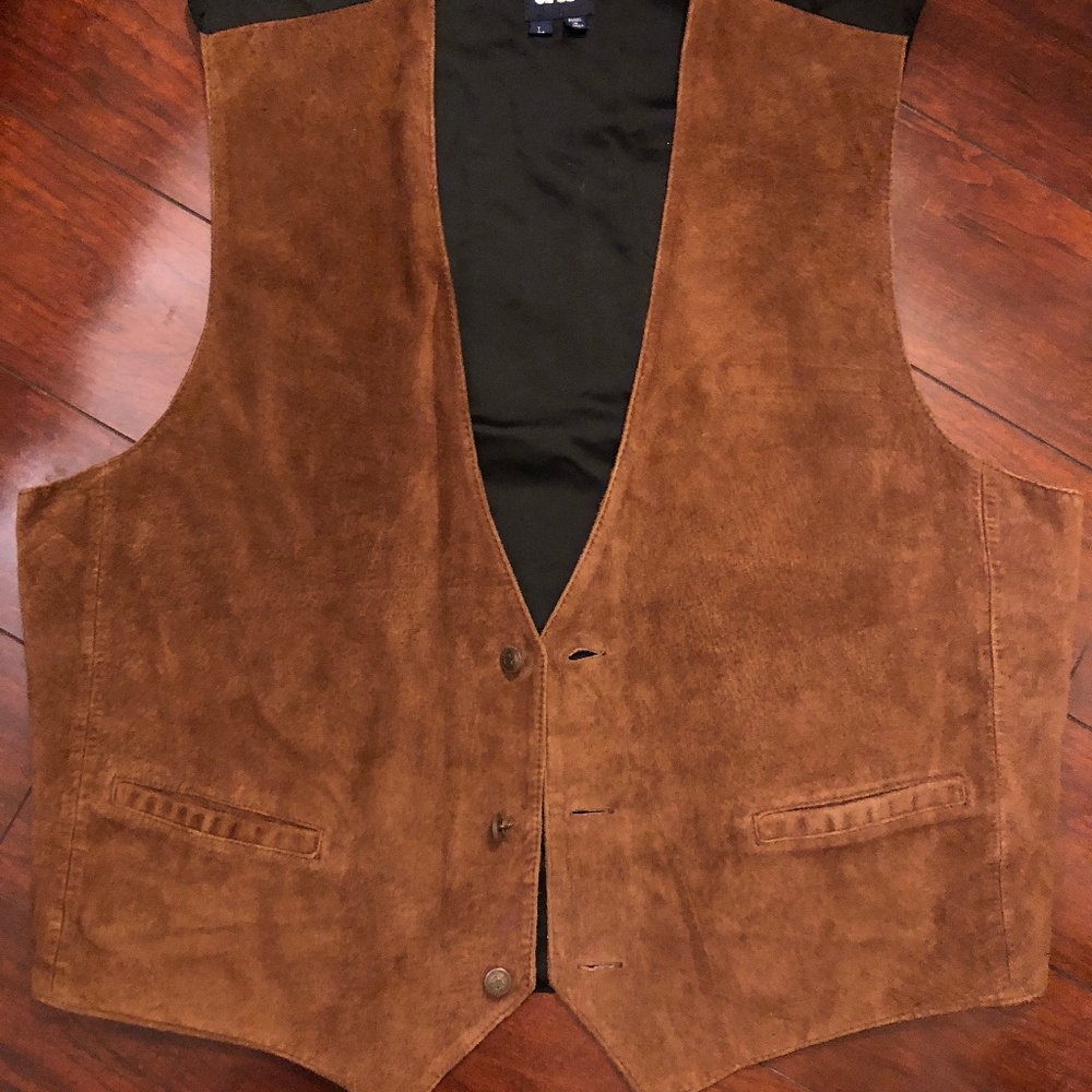 GAP Genuine Suede Leather Brown Pocket Vest